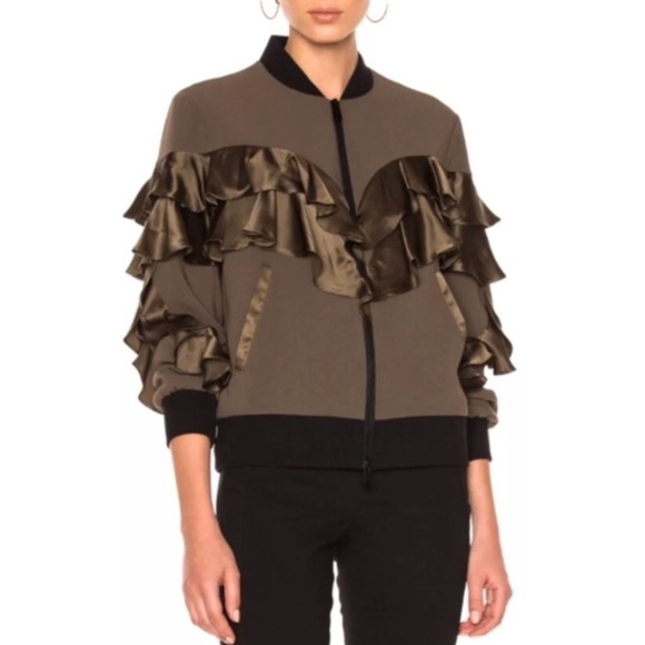 Cinq a Sept Leia Jacket - ruffle bomber jacket - M - Picture 6 of 7